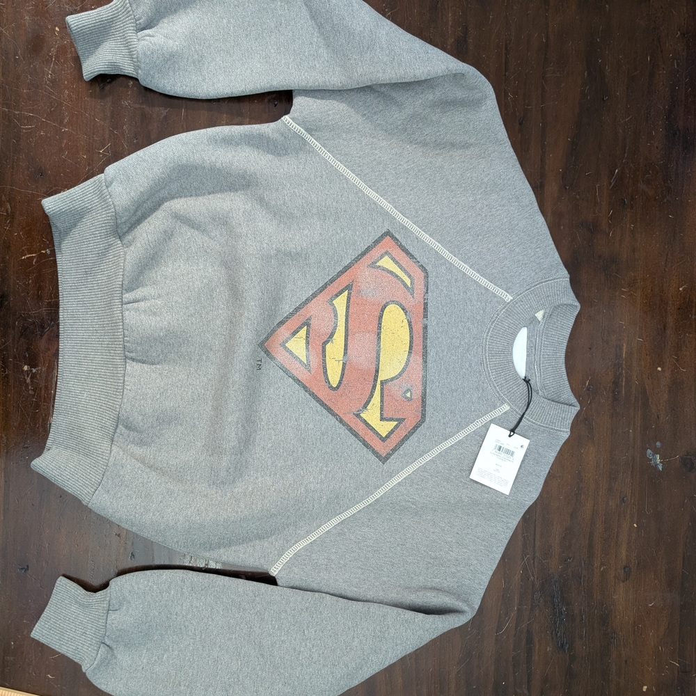 Coach x DC Superman Crewneck Sweatshirt Dark Grey Heather XXS NWT Oversized CN56
